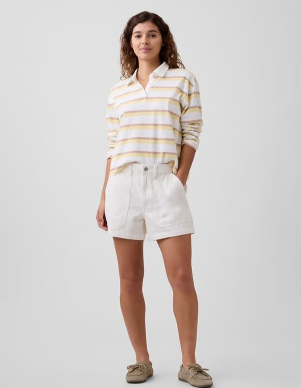 Gap White Utility Jean Shorts High Rise L Summer Coastal Vacation Casual Chic